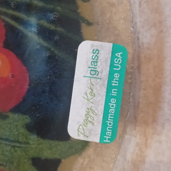 Peggy Karr Glass New Fused Glass 8" Pine Cones & Holly Plate - Picture 6 of 8